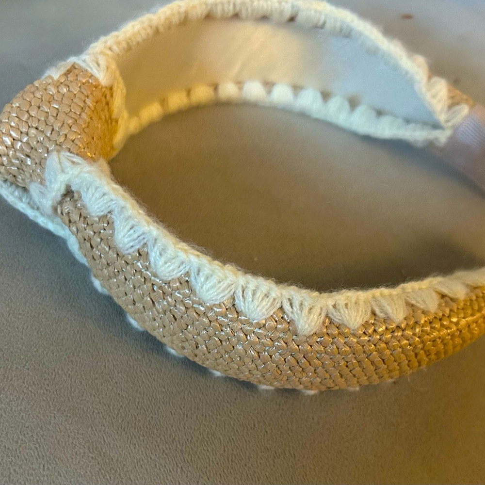 New Stunning Boho Statement Headband Ratan Crème White Beige Tan Straw Raffia